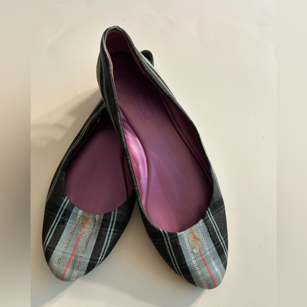 COACH CAMBRIA POPPY PLAID TARTAN FLATS MISSING BOW WOMEN’S SIZE 8.5B